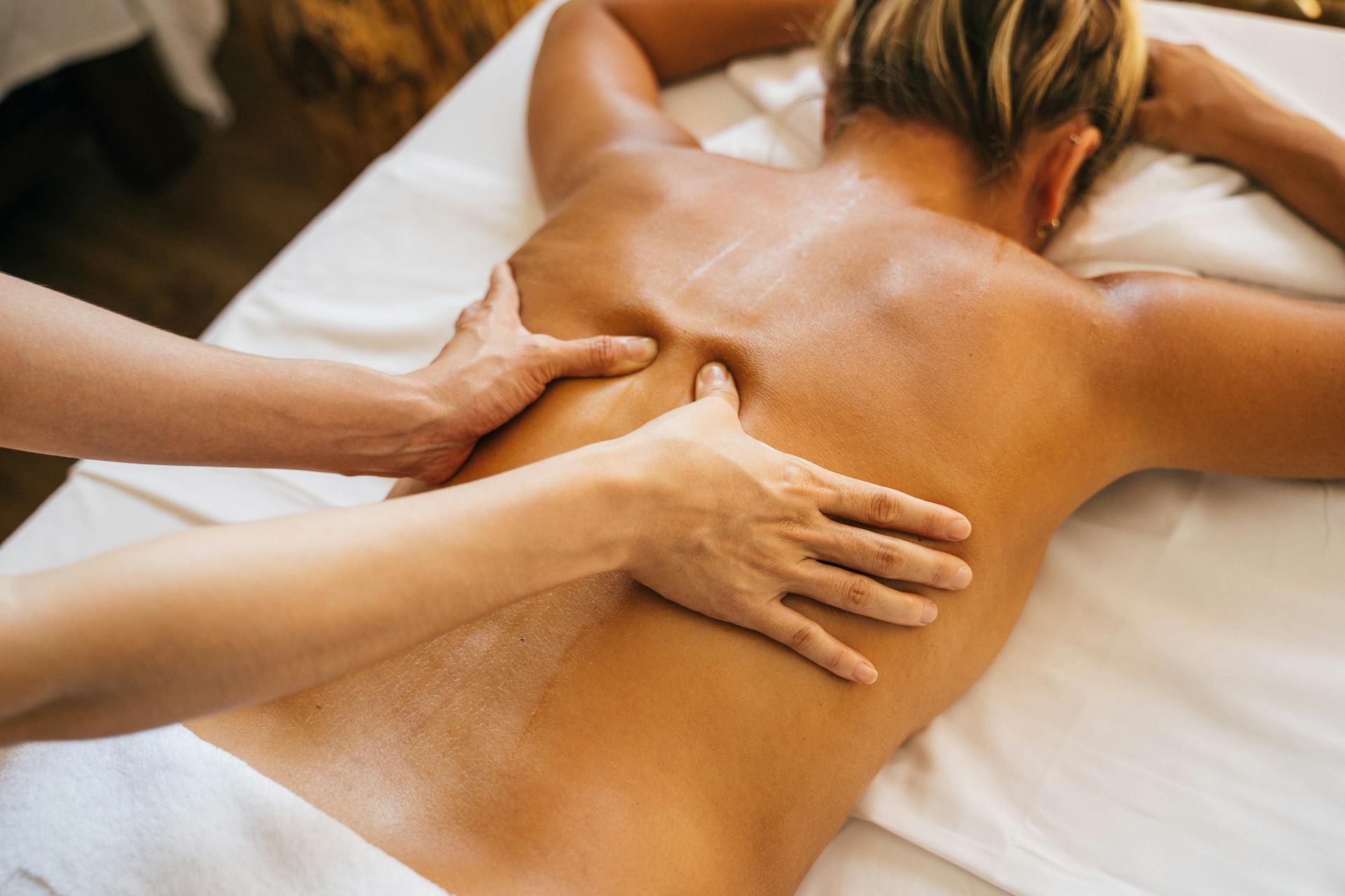 Woman receiving a back massage